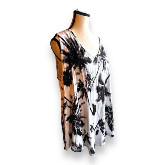 Women’s 2XL Cupid Curvy Black and White Palm Tree Top 18 20 2X XXL - Picture 7 of 9